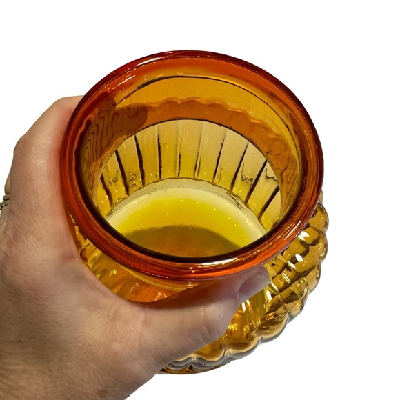 Vintage Amber Ridged Apothecary Large Jar - Picture 3 of 7